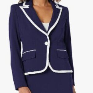 Le Suit Navy Contrast Skirt suit